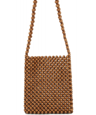 Beaded Designer Crossbody Bag YW-0002 BROWN